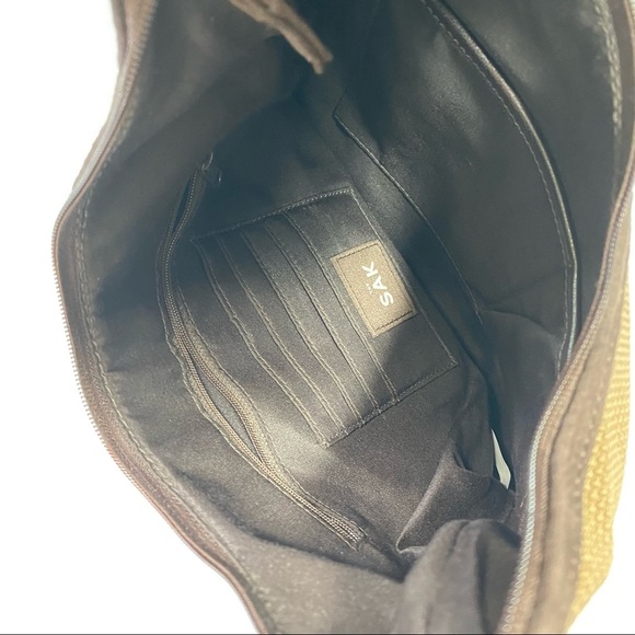 The Sak Tan Woven/ Brown Leather Trim Shoulder Bag - Picture 10 of 13